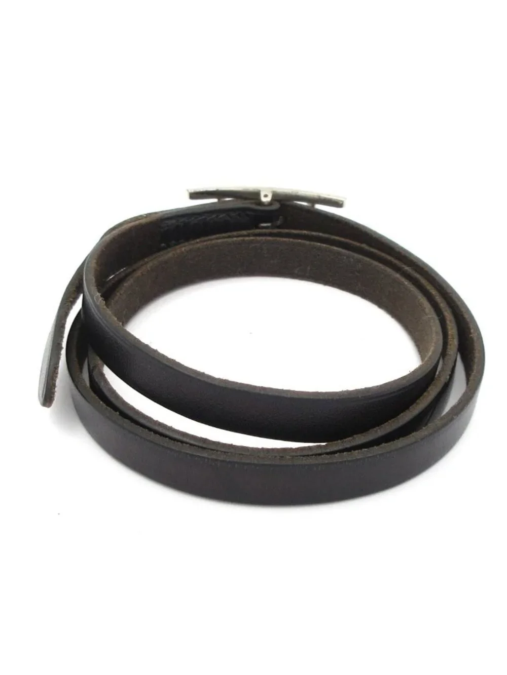 Hermes Ble Hapi 3 Leather Black Silver Bracelet